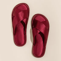 Indoor Satin Slippers Roze Red
